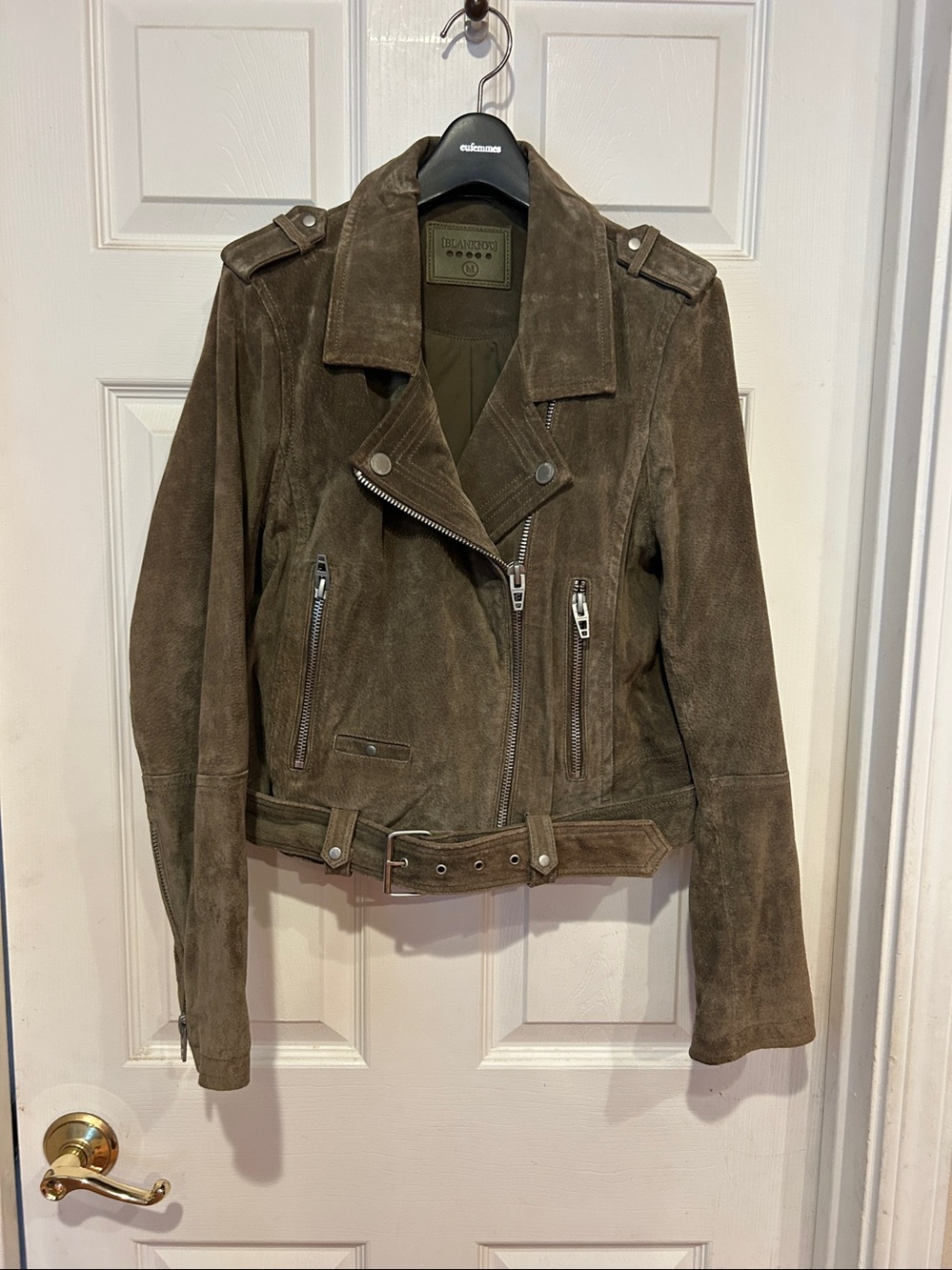 Blank NYC Olive Leather Moto Jacket